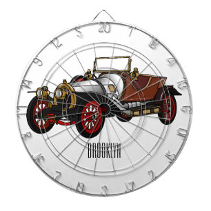 Classic car 1920 cartoon illustration dartboard