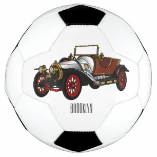 Classic car 1920 cartoon illustration football
