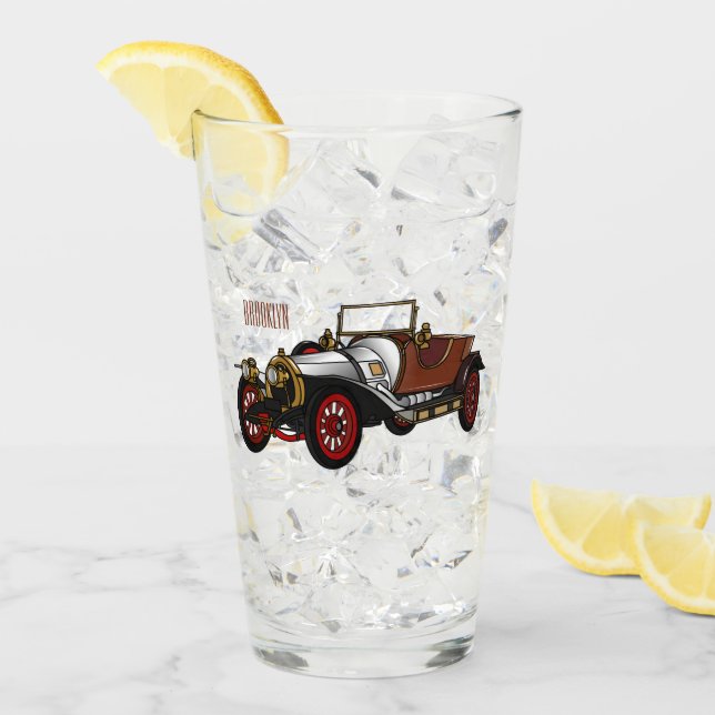Classic car 1920 cartoon illustration glass (Front Ice)