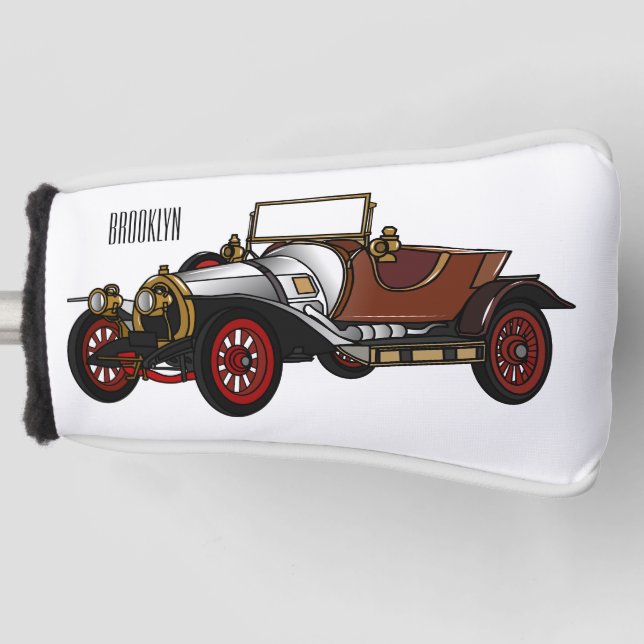 Classic car 1920 cartoon illustration golf head cover (Front)