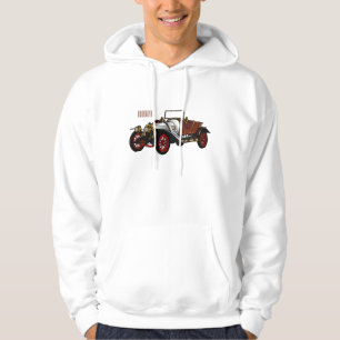 Classic car 1920 cartoon illustration hoodie