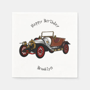 Classic car 1920 cartoon illustration napkin