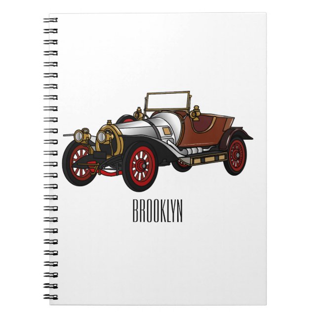 Classic car 1920 cartoon illustration notebook (Front)