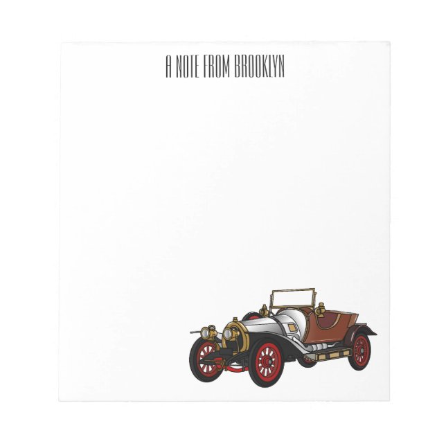 Classic car 1920 cartoon illustration notepad (Front)