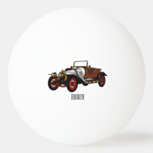 Classic car 1920 cartoon illustration ping pong ball