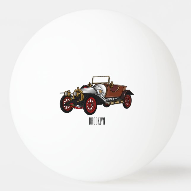 Classic car 1920 cartoon illustration ping pong ball (Front)