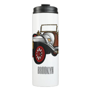 Classic car 1920 cartoon illustration thermal tumbler