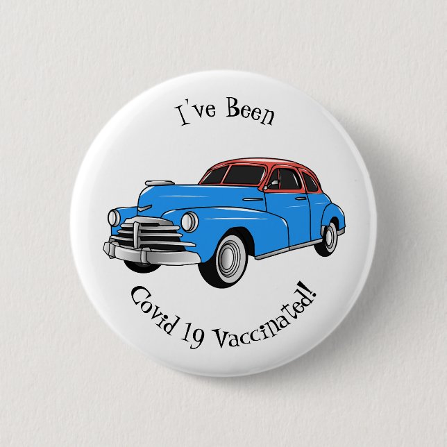 Classic car 1948 cartoon illustration 6 cm round badge (Front)