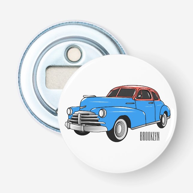 Classic car 1948 cartoon illustration bottle opener (Front)