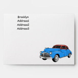Classic car 1948 cartoon illustration envelope