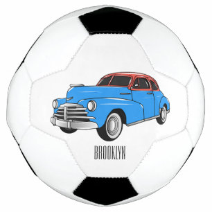 Classic car 1948 cartoon illustration football