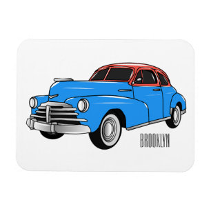 Classic car 1948 cartoon illustration magnet