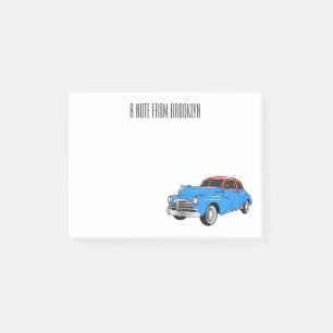 Classic car 1948 cartoon illustration post-it notes