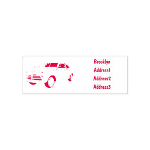 Classic car 1948 cartoon illustration self-inking stamp