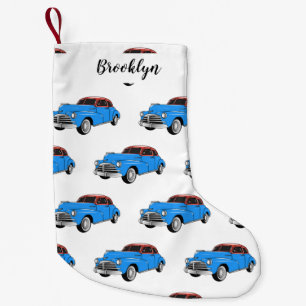 Classic car 1948 cartoon illustration small christmas stocking