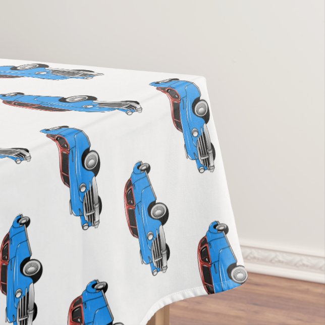 Classic car 1948 cartoon illustration tablecloth (In Situ)