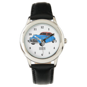 Classic car 1948 cartoon illustration watch