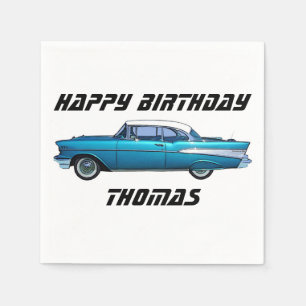Classic car 1957 Chevy BelAire custom napkins