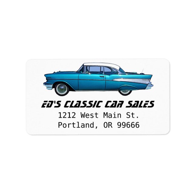 Classic car 1957 Chevy BelAire Label (Front)