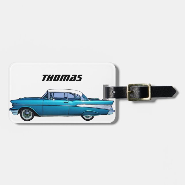 Classic car 1957 Chevy BelAire luggage tag (Front Horizontal)