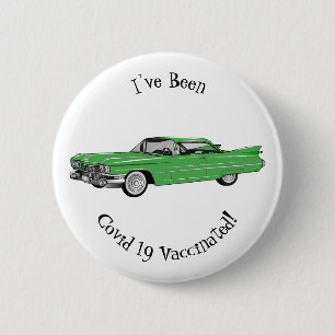 Classic car 1959 cartoon illustration 6 cm round badge