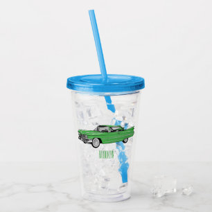 Classic car 1959 cartoon illustration acrylic tumbler