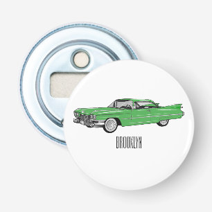 Classic car 1959 cartoon illustration bottle opener
