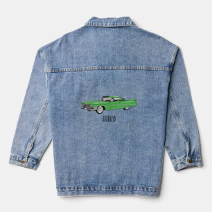 Classic car 1959 cartoon illustration denim jacket