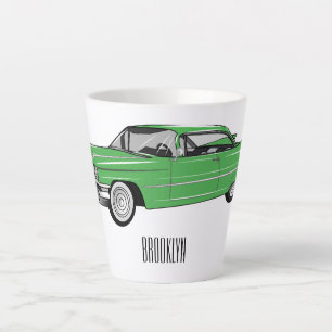 Classic car 1959 cartoon illustration latte mug