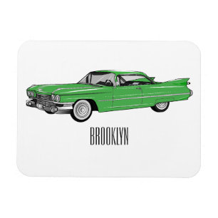 Classic car 1959 cartoon illustration magnet