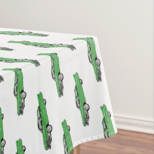 Classic car 1959 cartoon illustration tablecloth