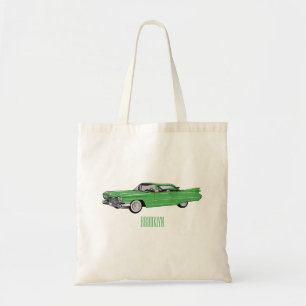 Classic car 1959 cartoon illustration tote bag