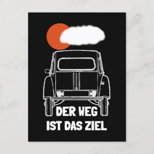 classic car 2cv retro sunset postcard