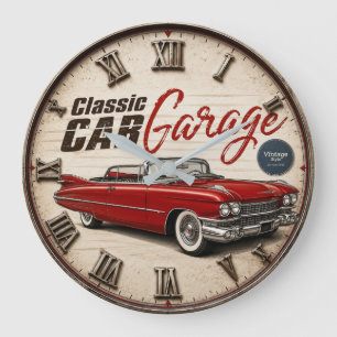 Classic Car American Convertible Vintage Large Clock