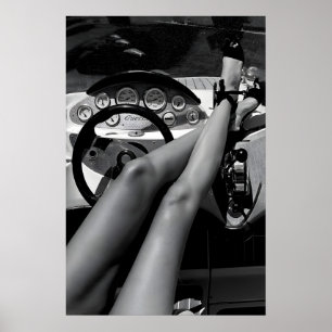 Classic Car and High Heels Print, Fashion Wall Art