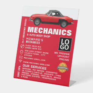 Classic Car, Auto Mechanic & Repairs Advertising Pedestal Sign