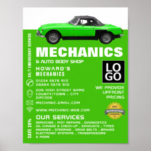 Classic Car, Auto Mechanic & Repairs Advertising Poster