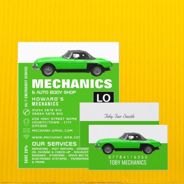 Classic Car, Auto Mechanic & Repairs Business Card (Creator Uploaded)