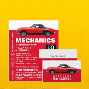 Classic Car, Auto Mechanic & Repairs Business Card