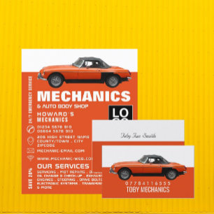 Classic Car, Auto Mechanic & Repairs Business Card