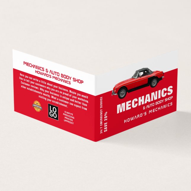 Classic Car, Auto Mechanic & Repairs, Detailed Business Card (Outside)