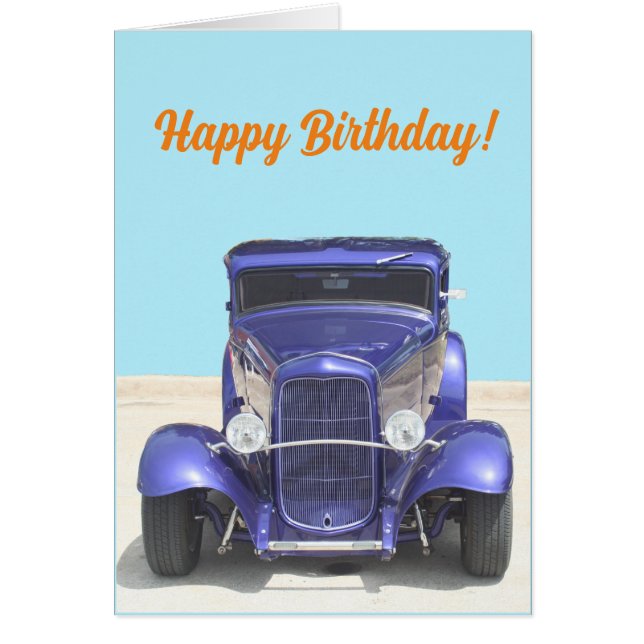 Classic car birthday card for guys, car lovers (Front)