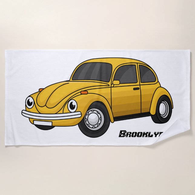 Classic car cartoon beach towel (Front)