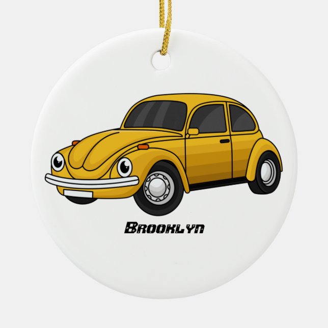 Classic car cartoon ceramic tree decoration (Front)