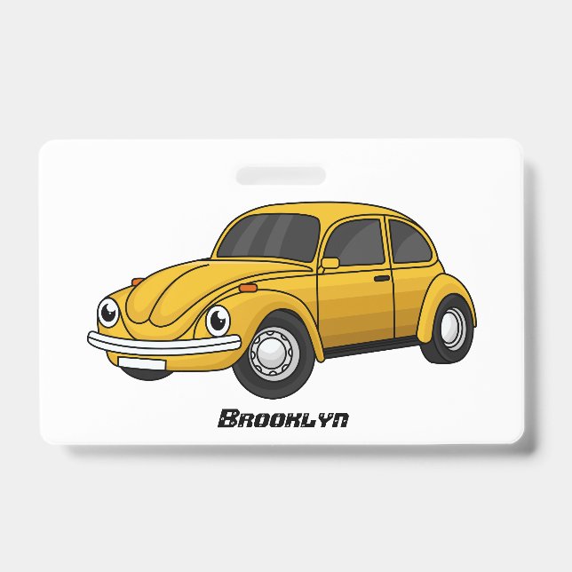 Classic car cartoon ID badge (Front)