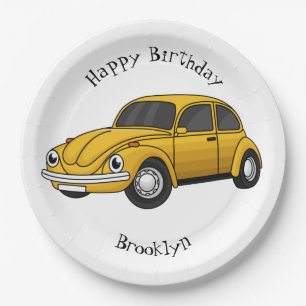 Classic car cartoon paper plate