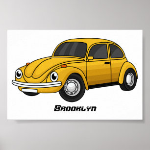 Classic car cartoon poster