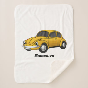 Classic car cartoon sherpa blanket