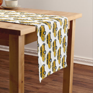 Classic car cartoon short table runner