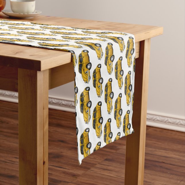 Classic car cartoon short table runner (In Situ)